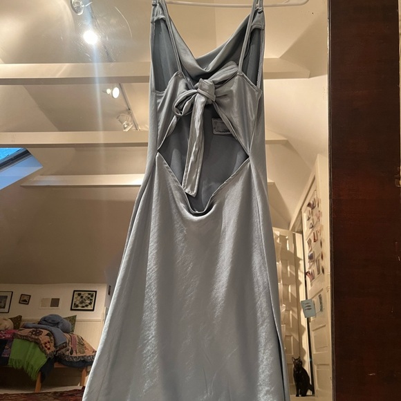Light blue size s satin cowl neck mini dress- motel - Picture 2 of 4